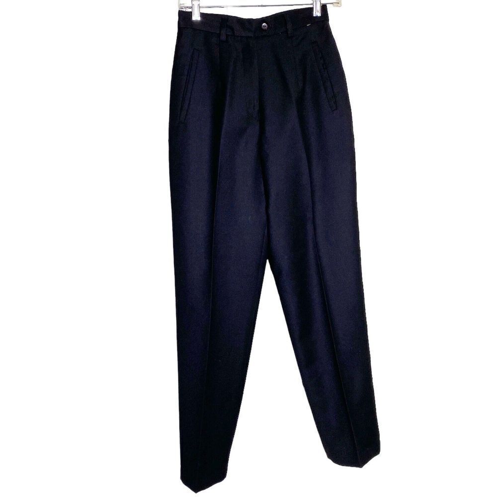 Jennifer & Grace Vintage Pleated Wool Pants Trouser Women 6 Black Woolmark 26x28